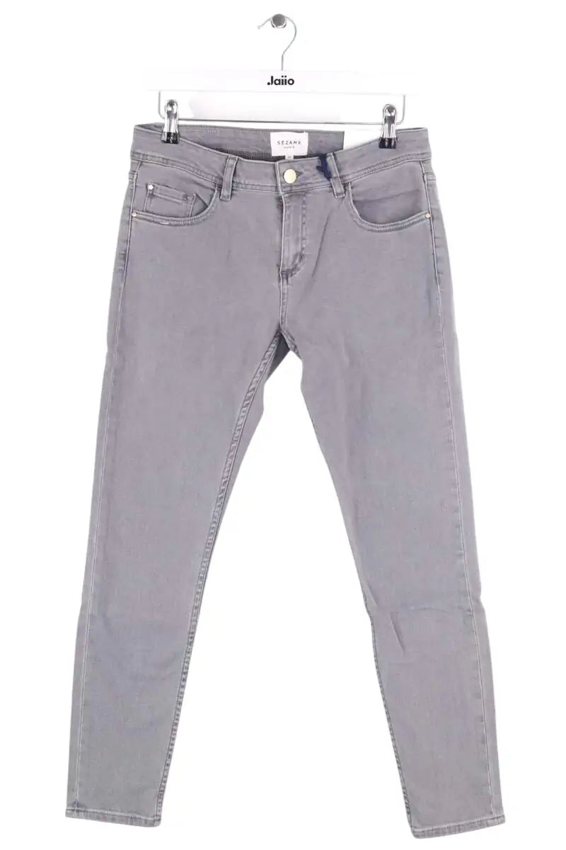 Jean slim Sézane Gris en Coton, taille L - Seconde Main