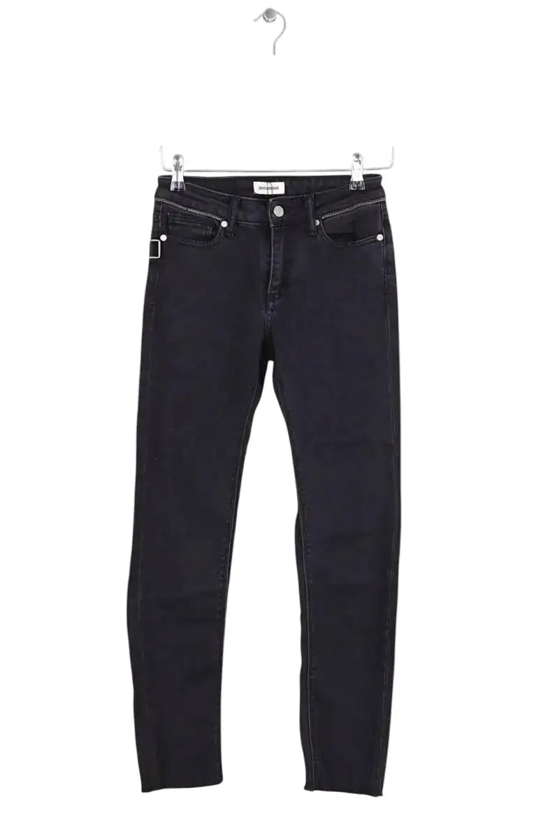 Jean slim Zadig & Voltaire Eva zip Noir en Coton, taille XS - Seconde Main