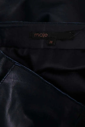 Jupe Maje Marine en Cuir
