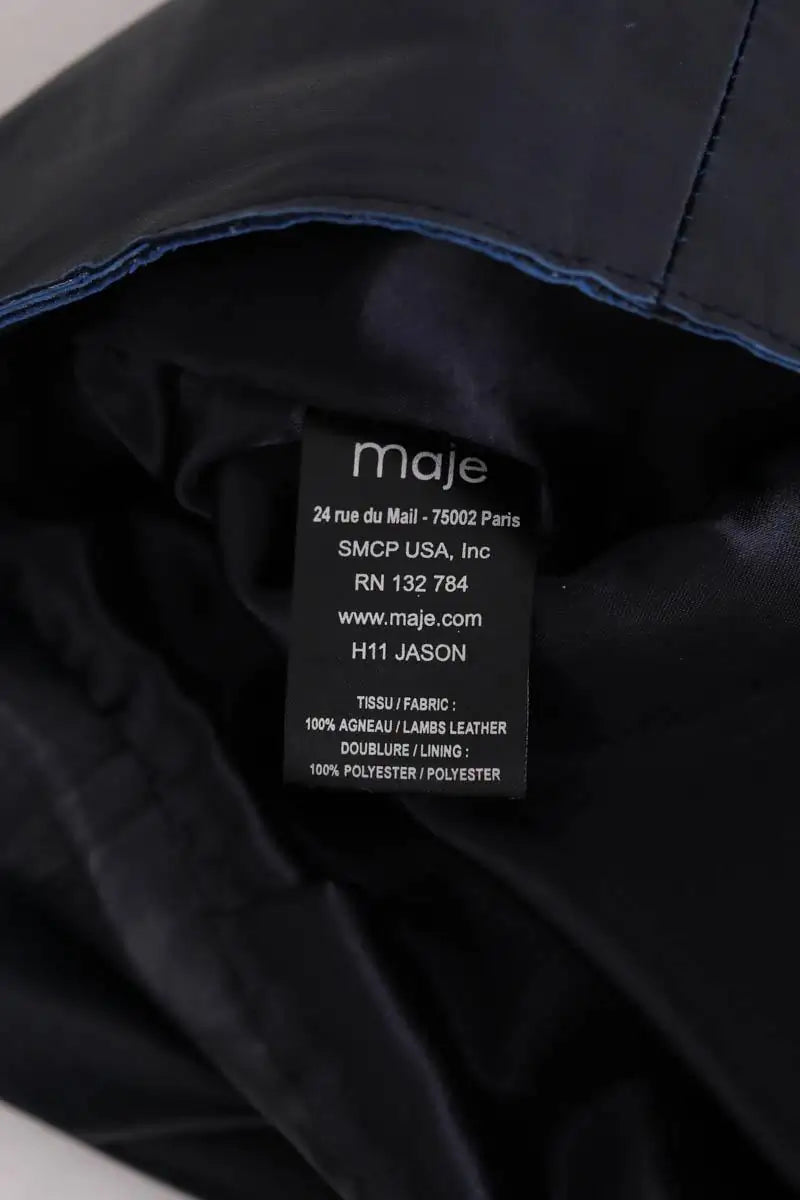 Jupe Maje Marine en Cuir
