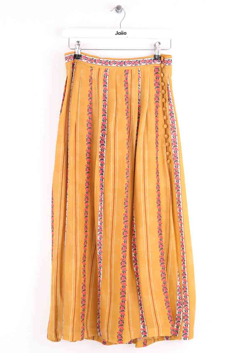 Jupe Sézane Nelly print rayé miel fleurs Jaune en Soie, taille M - Seconde Main