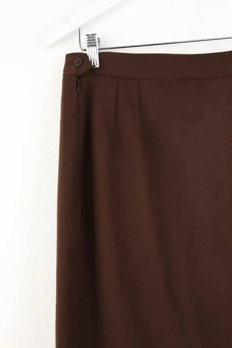 Jupe Yves Saint Laurent Marron en Laine