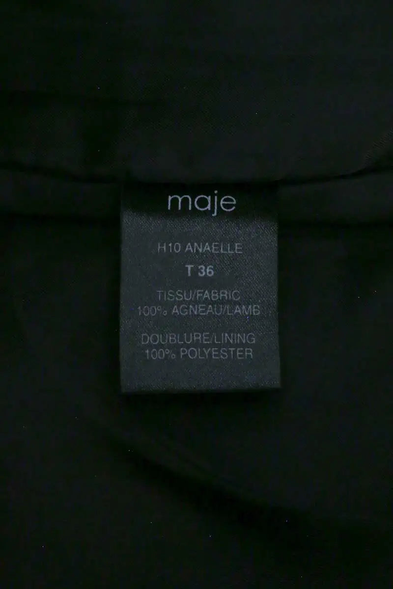 Mini jupe Maje Anaelle Noir en Cuir