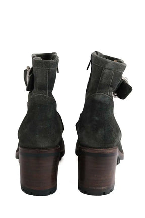 Boots à boucles Free Lance Vert en Daim