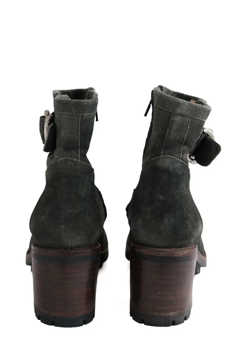 Boots à boucles Free Lance Vert en Daim