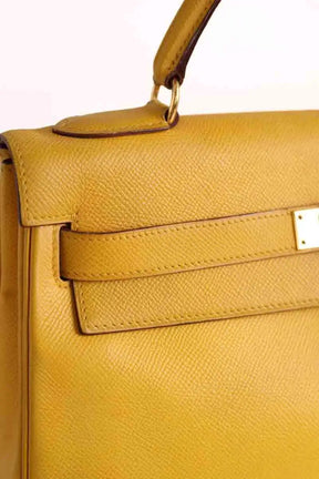 Sac à main Hermès Kelly 32 Jaune en Cuir