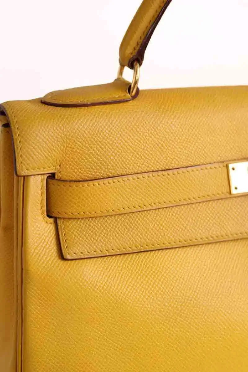 Sac à main Hermès Kelly 32 Jaune en Cuir