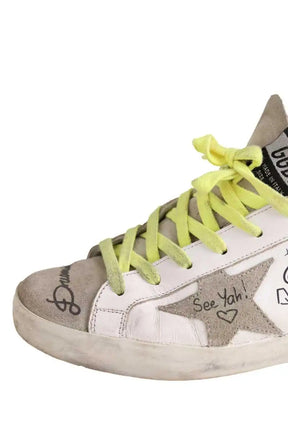Baskets Golden Goose Graffiti Blanc en Cuir