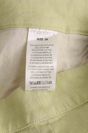 Pantalon droit Momoni Vert en Lin