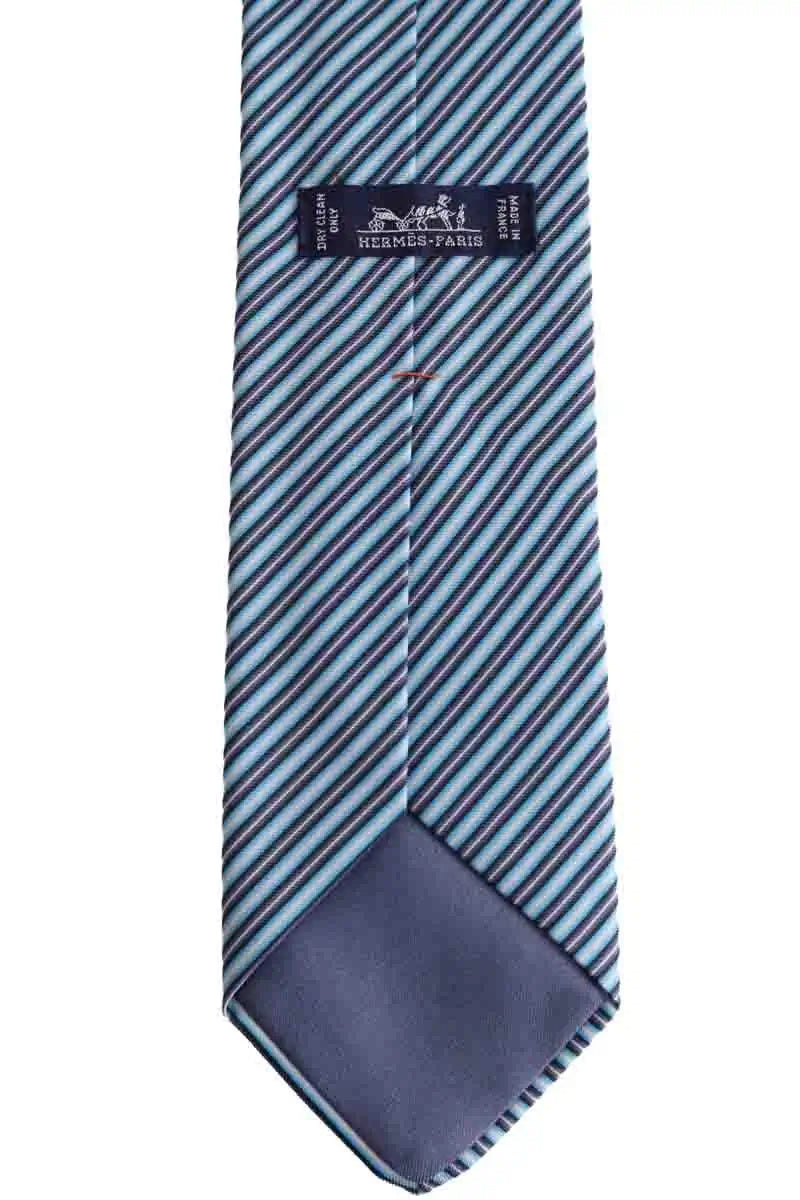 Cravate Hermès Bleu en Soie