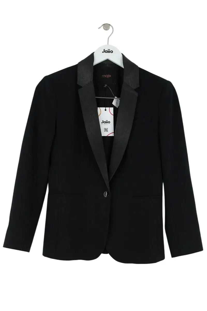 Blazer Maje Noir en Laine, taille S - Seconde Main