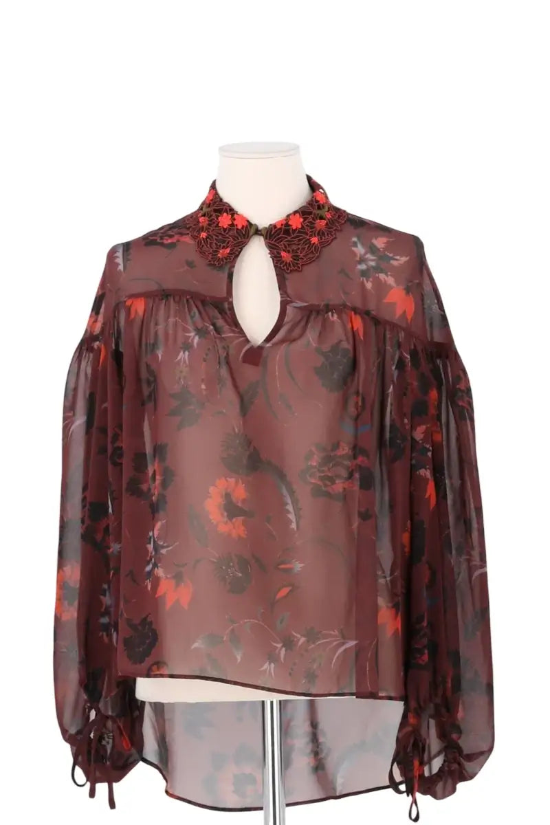 Blouse Sandro Bordeaux en Synthétique, taille S - Seconde Main