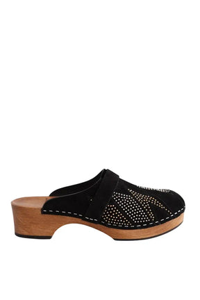 Sabots Saint Laurent Studded accents slides Noir en Daim, taille 36 - Seconde Main