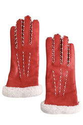Gants Agnelle Rouge en Cuir, taille S - Seconde Main