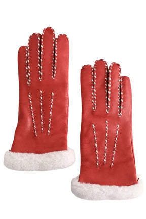 Gants Agnelle Rouge en Cuir, taille S - Seconde Main