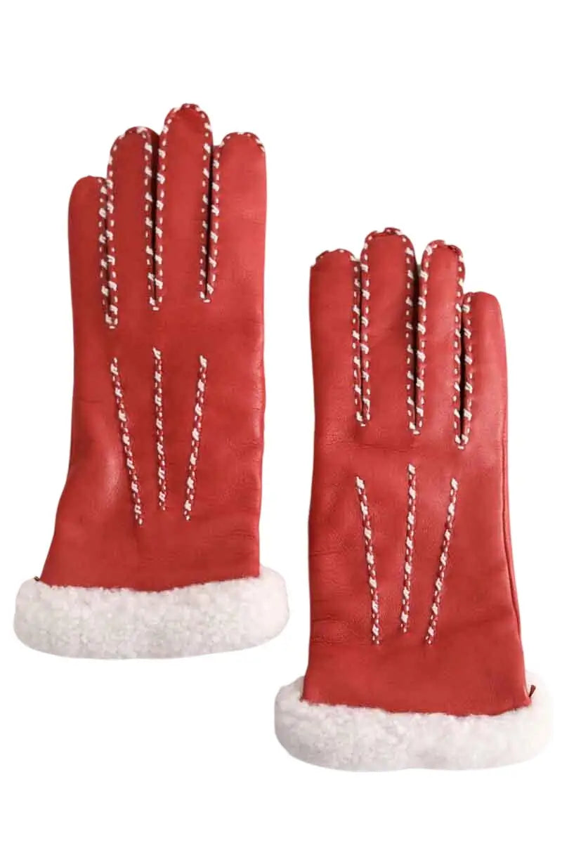 Gants Agnelle Rouge en Cuir, taille S - Seconde Main