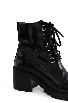 Boots à lacets Maje Noir en Cuir