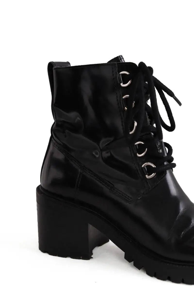 Boots à lacets Maje Noir en Cuir