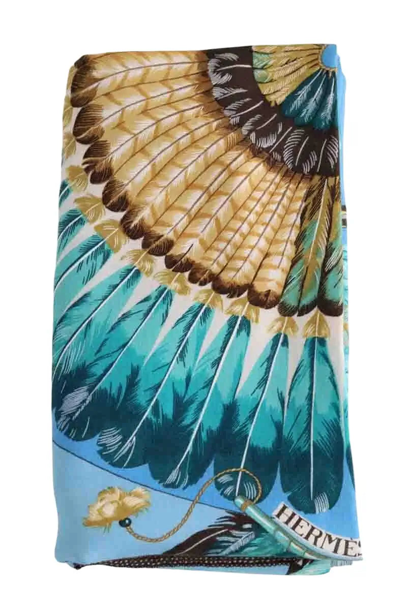 Foulard Hermès Brazil Bleu en Cachemire - Seconde Main