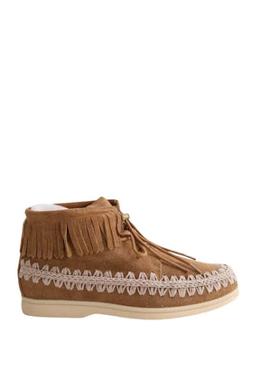 Boots Mou Suede mini boot with fringes Camel en Daim, taille 38 - Seconde Main