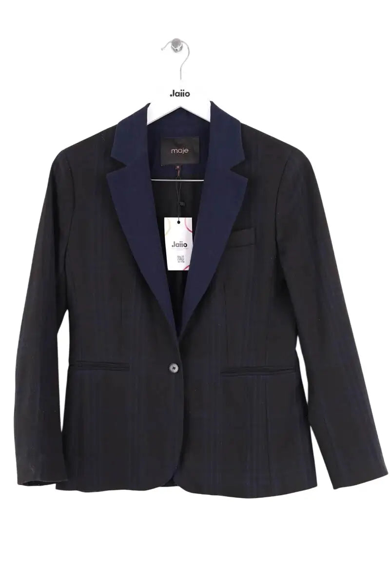 Blazer Maje Bleu en Synthétique, taille M - Seconde Main