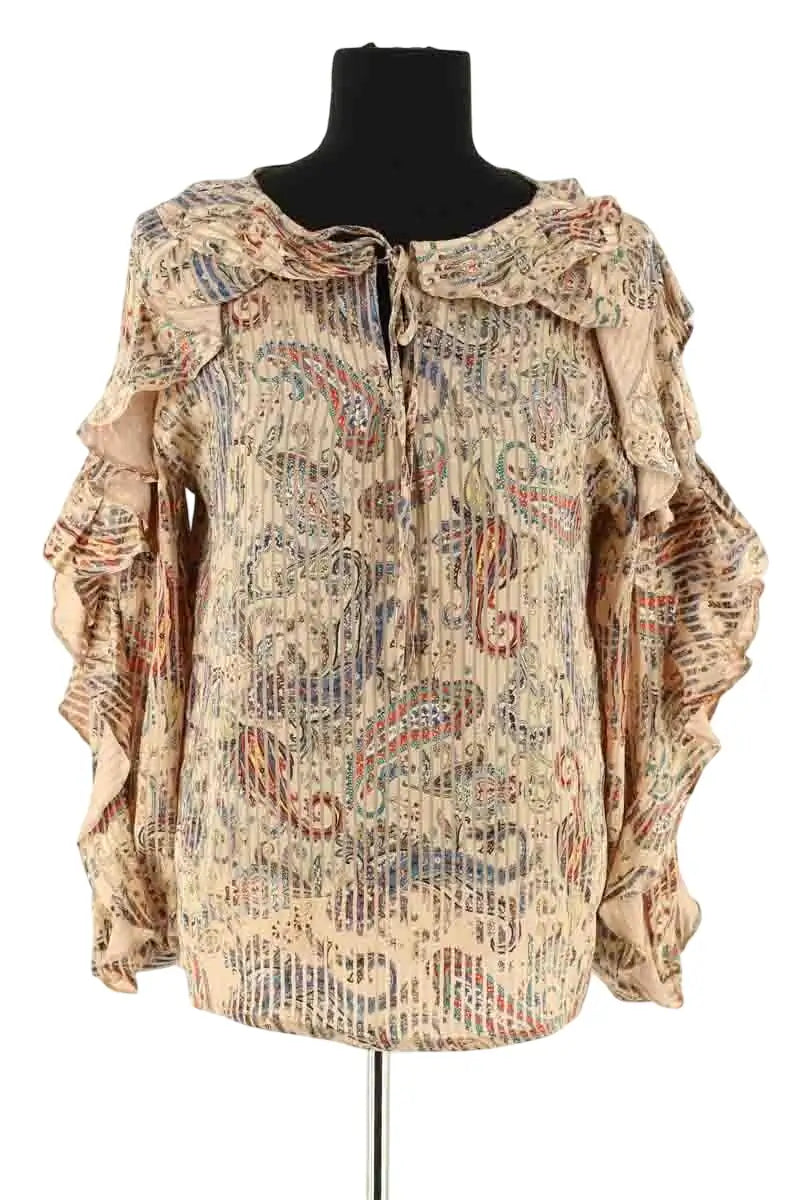Blouse Maje Beige en Viscose, taille S - Seconde Main