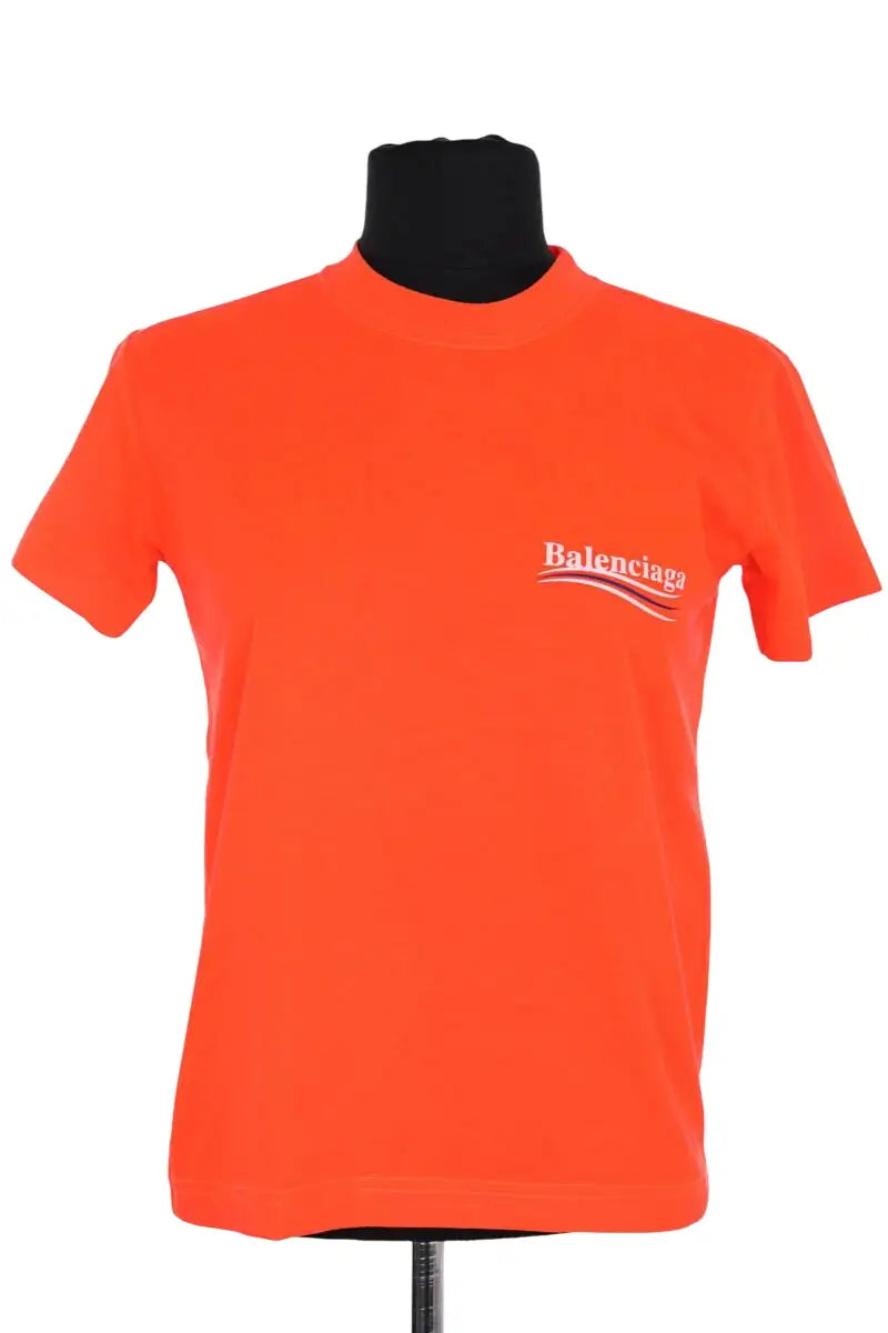 T-shirt Balenciaga Orange en Coton, taille XS - Seconde Main
