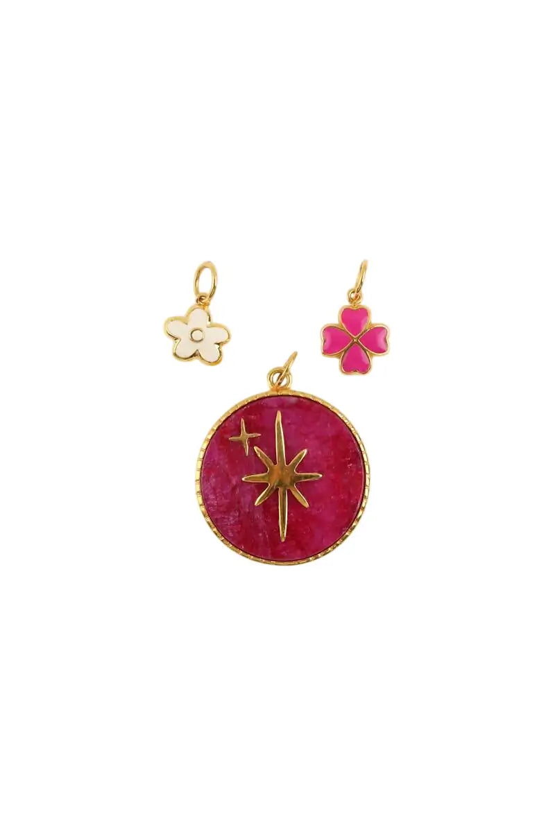 Lot pendentifs Les Breloquines Rose en Plaqué or - Seconde Main