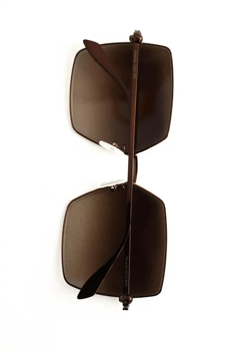 Lunettes surdimensionné Alexander McQueen Marron en Métal