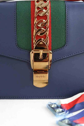 Sac porté épaule Gucci Sylvie Bleu en Cuir