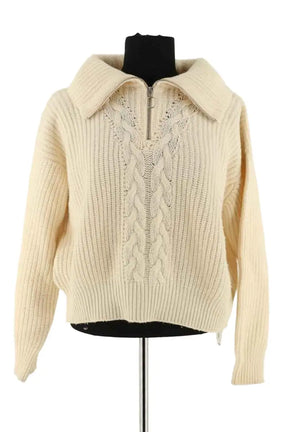 Pull Sandro Ecru en Laine, taille XS - Seconde Main