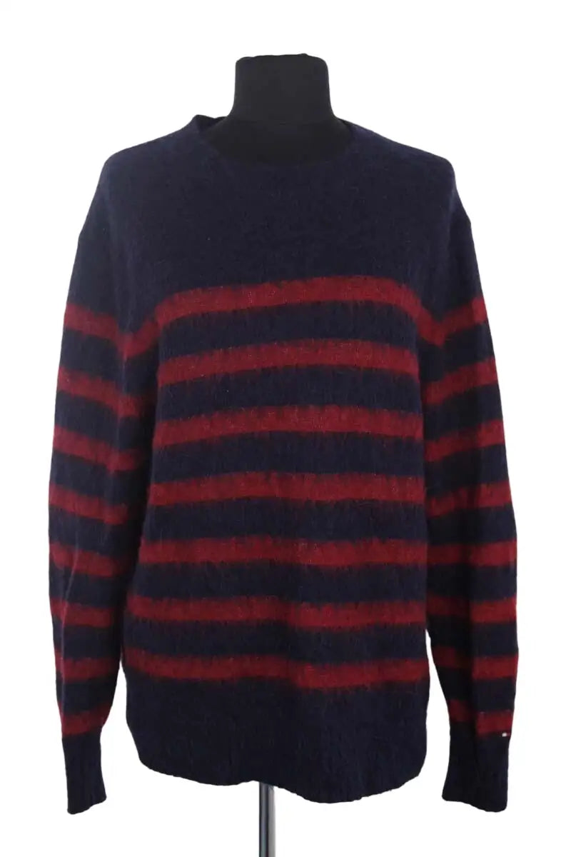 Pull rayé rouge et Tommy Hilfiger Bleu en Synthétique, taille M - Seconde Main