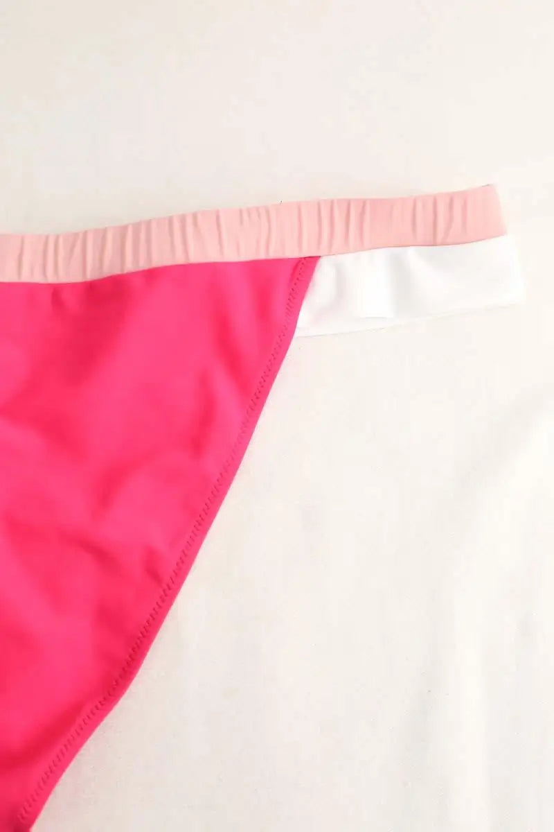 Maillot de bain Luz Aurélie fuchsia rose blanc Rose en Polyamide