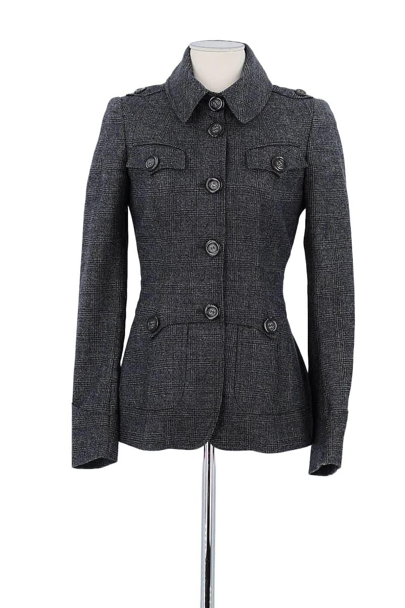 Manteau Burberry Gris en Laine, taille S - Seconde Main