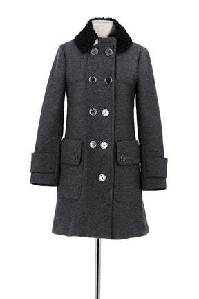 Manteau Burberry Gris en Laine, taille XS - Seconde Main