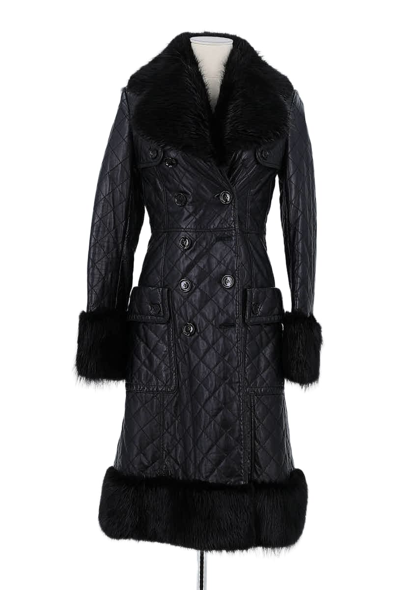 Manteau Burberry Noir en Cuir, taille S - Seconde Main