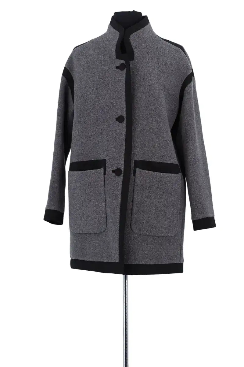 Manteau Claudie Pierlot Anthracite en Laine, taille M - Seconde Main