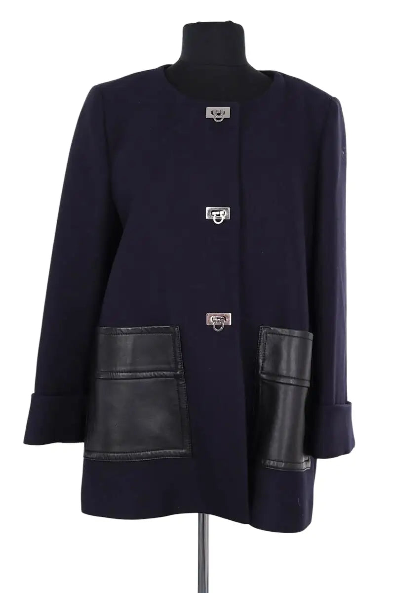 Manteau Claudie Pierlot Marine en Laine, taille L - Seconde Main