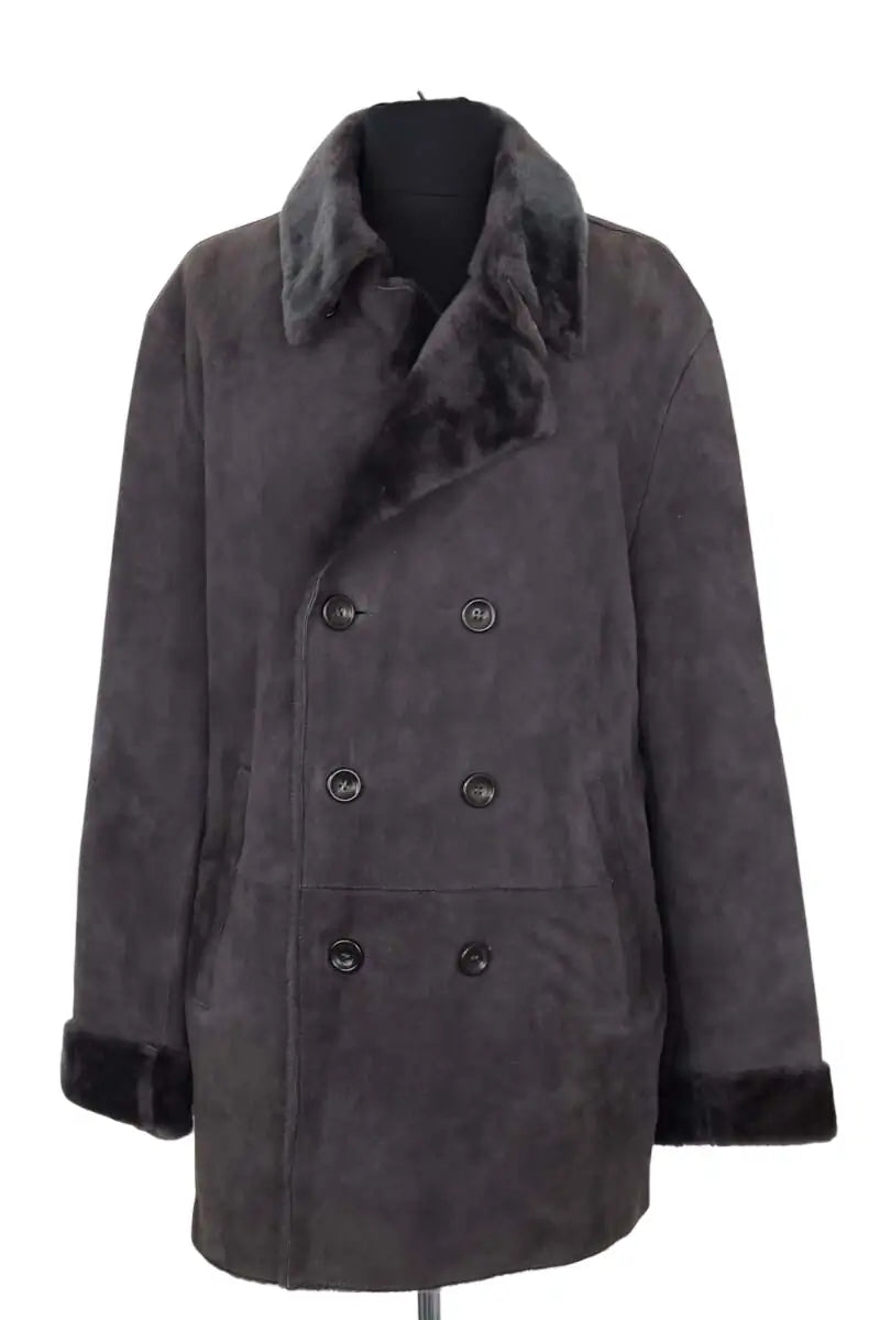 Manteau Giorgio Armani Armani Collezioni Gris en Daim, taille XXXL - Seconde Main