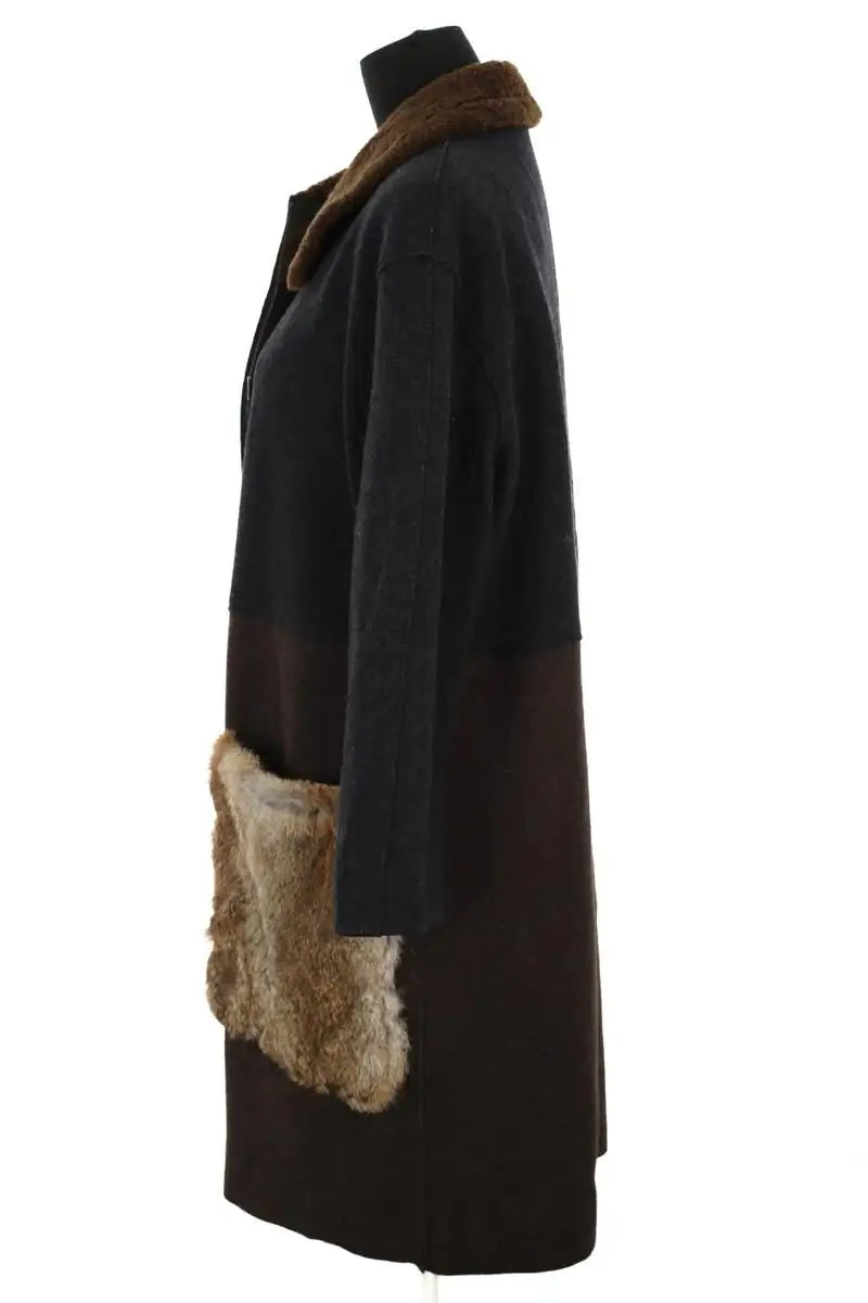 Manteau Hache Marron en Laine