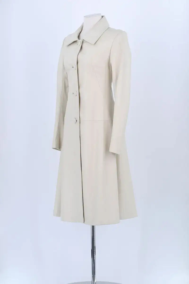 Manteau Jitrois Ecru en Cuir