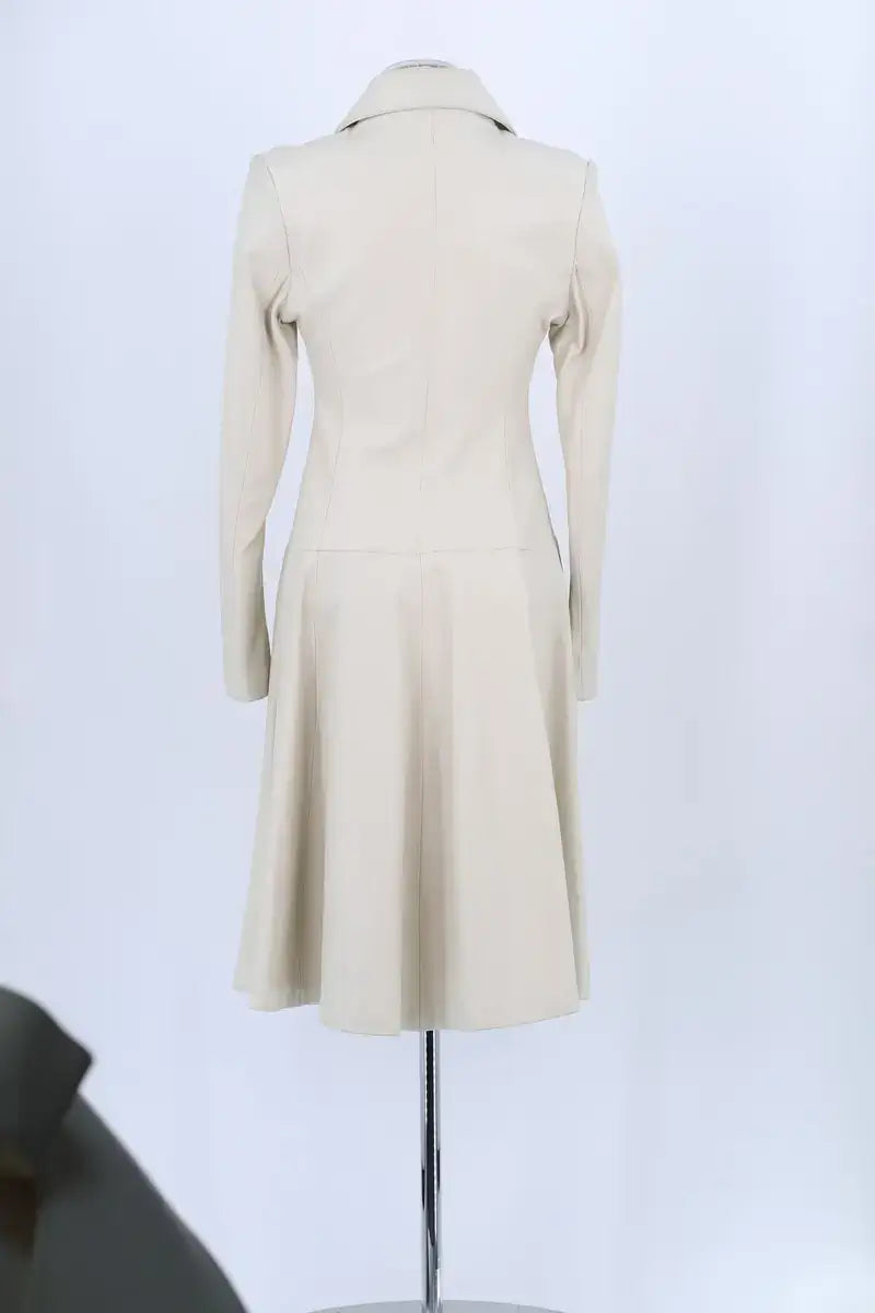 Manteau Jitrois Ecru en Cuir