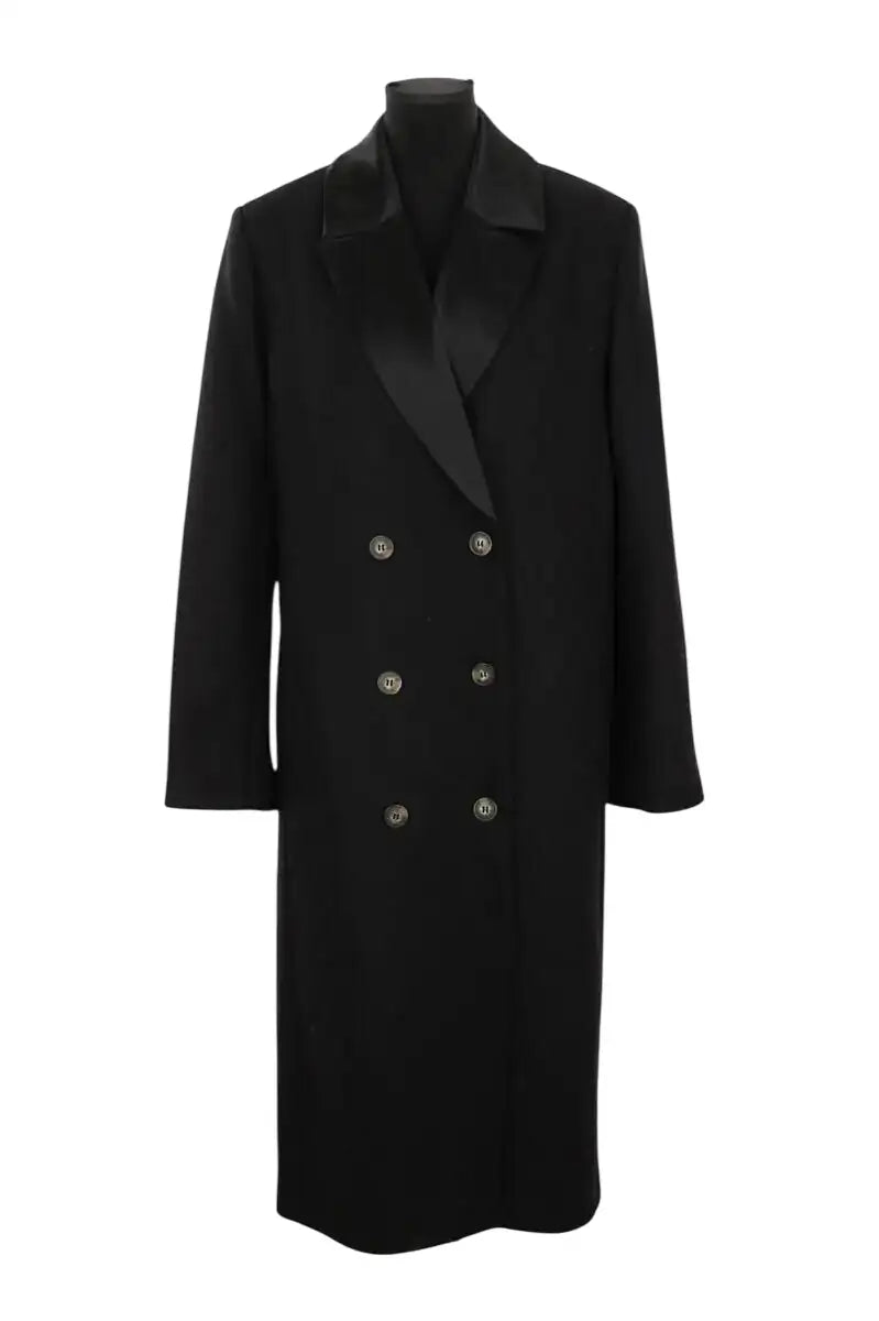 Manteau Loulou Studio Noir en Laine, taille S - Seconde Main