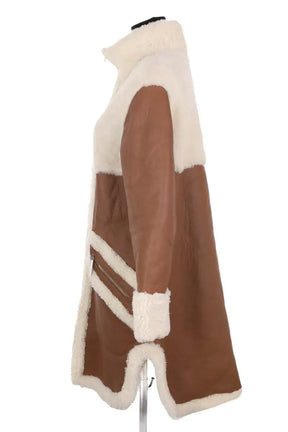 Manteau Maison Ullens Ecru en Cuir