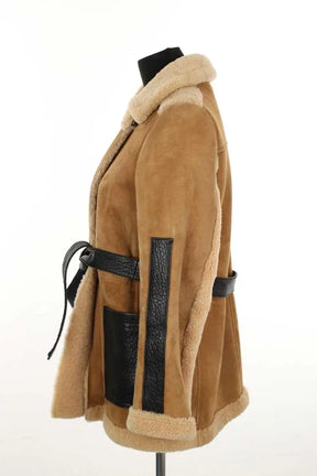 Manteau Maje Camel en Daim