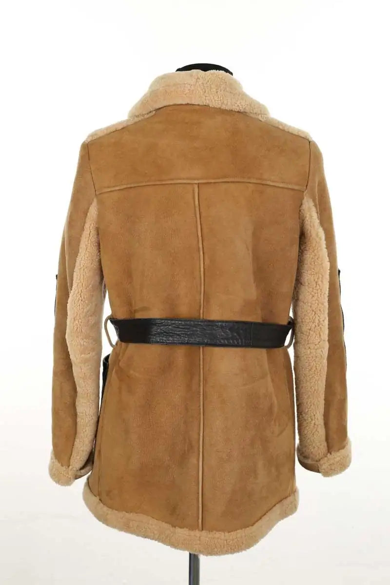 Manteau Maje Camel en Daim