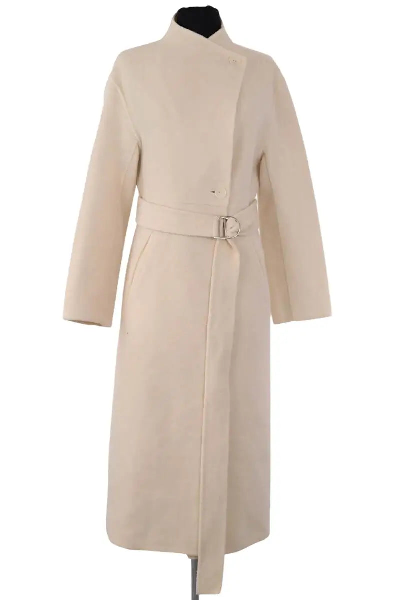 Manteau Maje Ecru en Laine, taille S - Seconde Main
