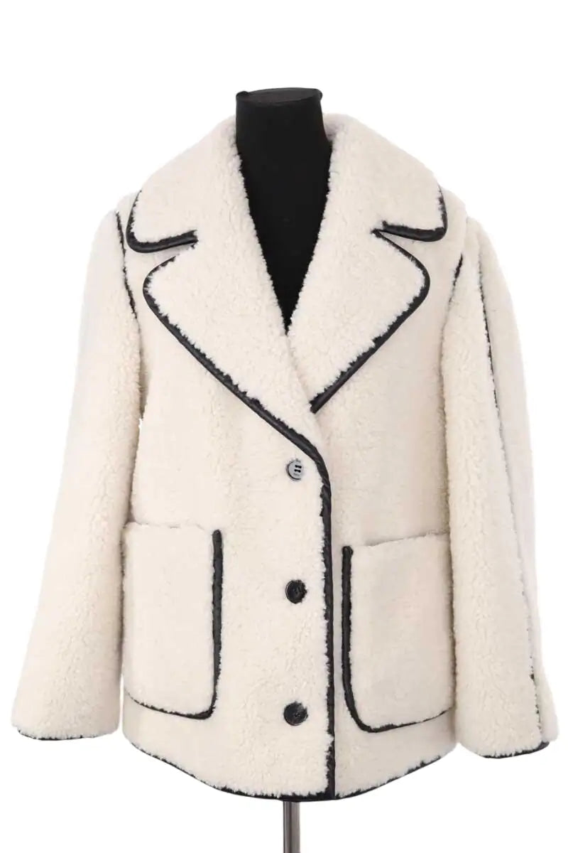 Manteau Maje Ecru en Synthétique, taille S - Seconde Main