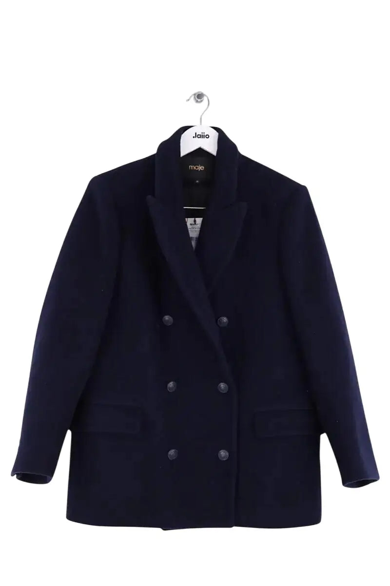 Manteau Maje Marine en Laine, taille S - Seconde Main