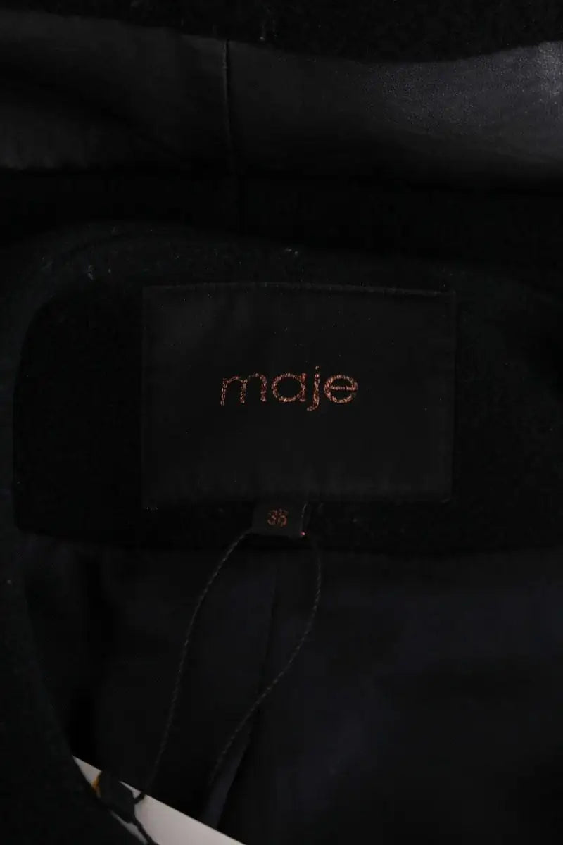 Manteau Maje Noir en Laine